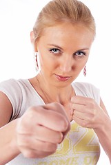 Image showing Woman showing fists