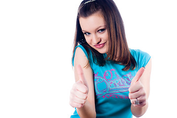 Image showing Girl with ok gesture