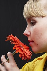 Image showing Girl and flower