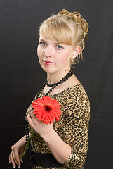 Image showing Girl and flower