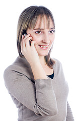 Image showing Talking girl by mobile