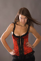 Image showing Young woman in corset