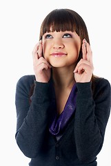 Image showing Girl with crossed fingers