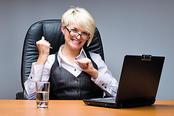 Image showing Businesswoman with laptop