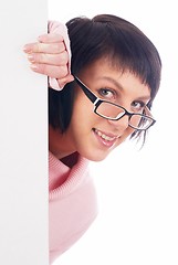 Image showing Woman beside whiteboard