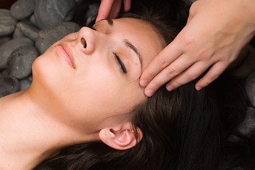 Image showing Young woman in japanese spa