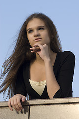 Image showing Young waiting woman