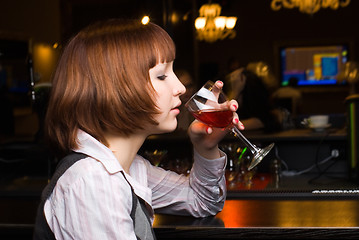 Image showing Girl with wine