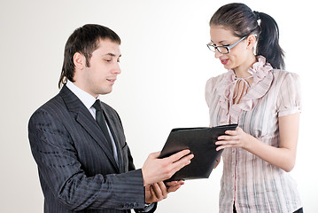 Image showing Businessman and secretary
