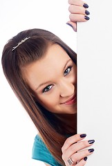 Image showing Woman beside whiteboard