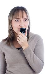 Image showing Girl with mobile phone