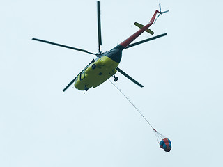 Image showing Helicopter with antifire tank