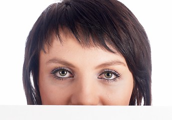 Image showing Girl behind white board