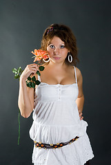 Image showing Beautiful girl with flower