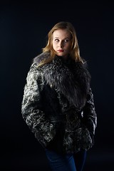 Image showing Attractive woman in fur coat