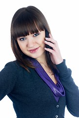 Image showing Talking girl by mobile