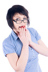 Image showing Shocked young woman