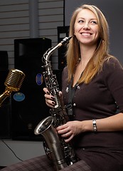 Image showing Woman with saxophone