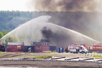 Image showing Firefighters work