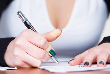 Image showing Writing girl