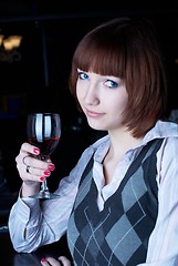 Image showing Girl with wine