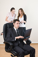 Image showing Businessman with laptop