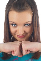 Image showing Woman showing fists