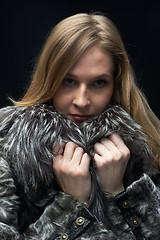 Image showing Attractive woman in fur coat