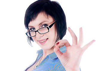 Image showing Woman showing okay gesture