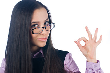 Image showing Girl with ok gesture