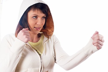 Image showing Girl with fists