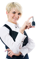 Image showing Woman with car key