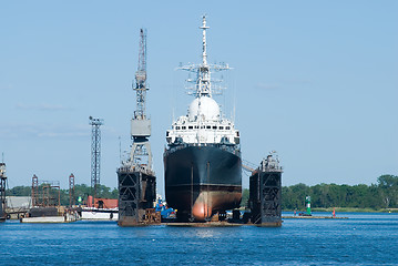 Image showing A ship in Baltiysk dry dock