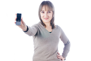 Image showing Girl with mobile phone
