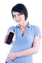 Image showing Woman showing mobile