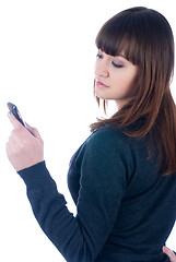 Image showing Girl writing sms