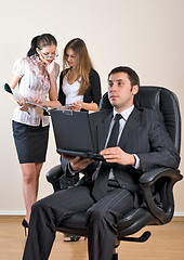 Image showing Businessman with laptop