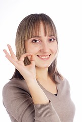 Image showing Woman showing okay gesture