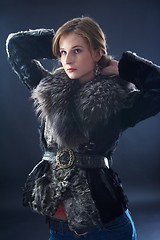 Image showing Attractive woman in fur coat