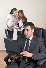 Image showing Businessman with laptop