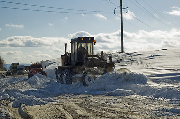 Image showing Grader removing snow