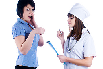 Image showing Female doctor and patient