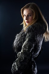 Image showing Attractive woman in fur coat