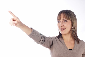 Image showing Woman with pointing finger