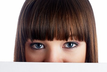 Image showing Girl behind white board