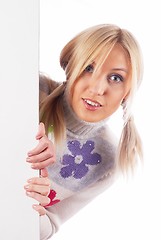 Image showing Woman beside whiteboard