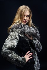 Image showing Attractive woman in fur coat