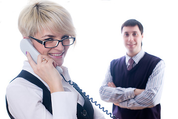 Image showing Woman talking by mobile