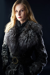 Image showing Attractive woman in fur coat