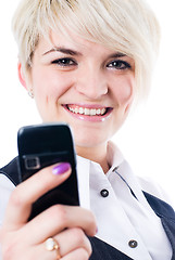 Image showing Girl with mobile phone